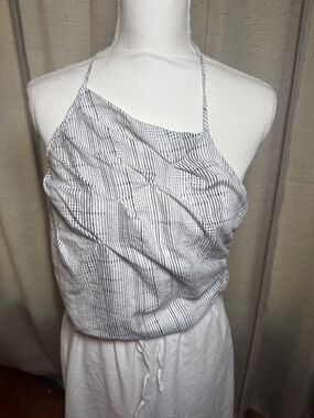 Open Edit Summer Striped Halter! Cute Asymmetrical Neck Line M but runs small